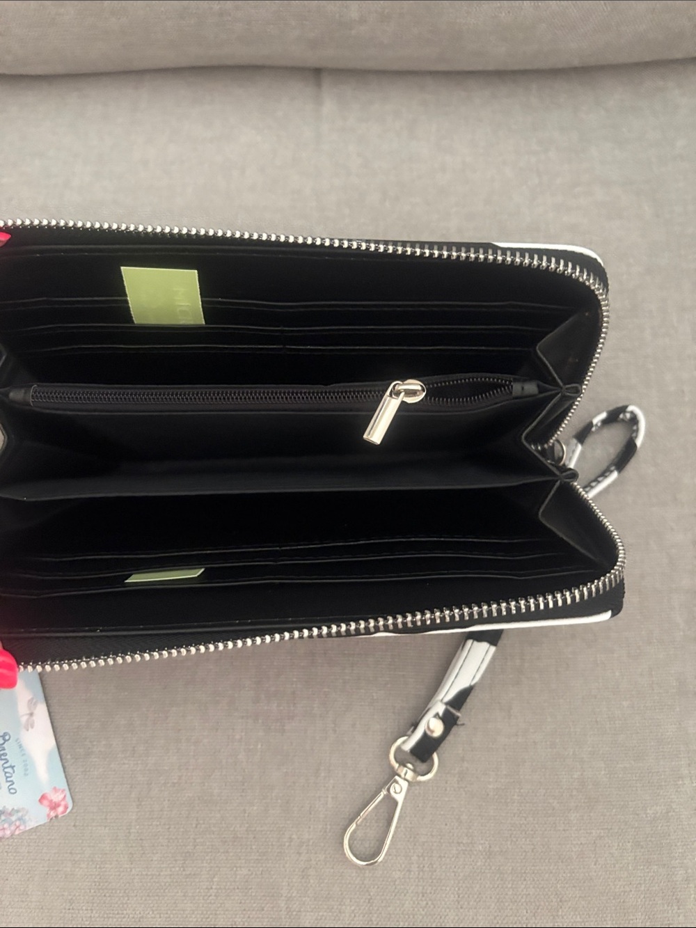 Brentano Black and White Zebra Print Zip-Around Clutch - Picture 4 of 7